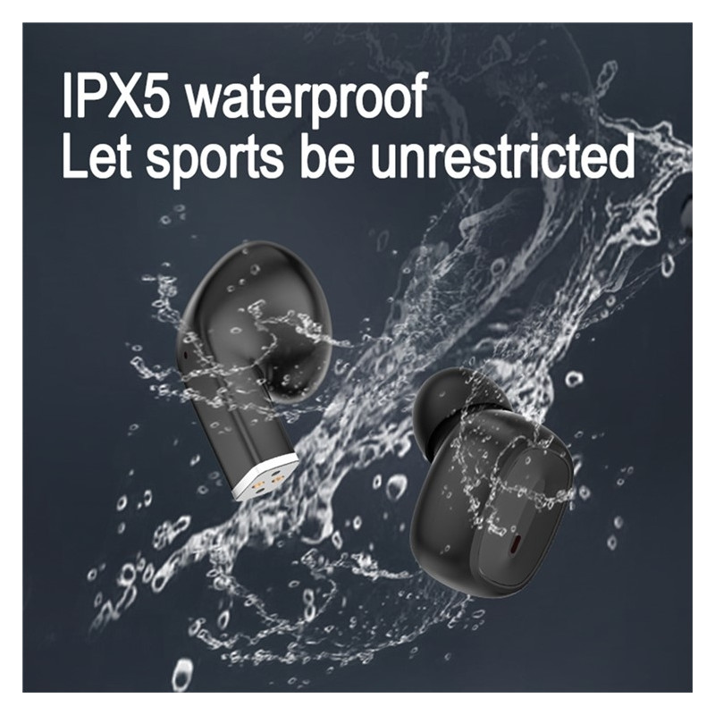 2 Par Trådløse Hovedtelefoner Bluetooth 5.3 In-Ear Sportshovedtelefoner med Støjreduktion - Sort