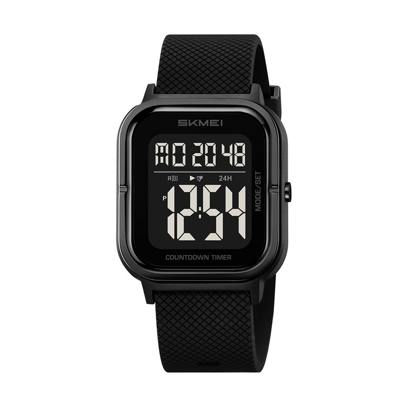 SKMEI Vandtæt Digitalt Armbåndsur Ur Belysning Stopur - Sort+Sort+TPU