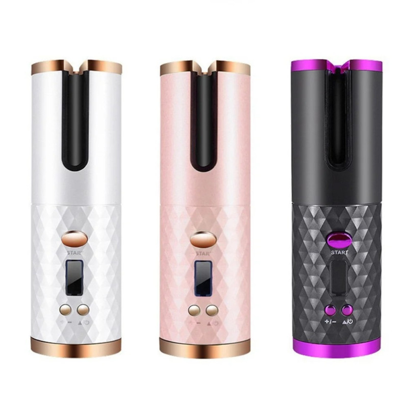 Krøllhår Krølljern Roterende Hårkrølljern LCD-skjerm Keramisk Bølgete - Svart