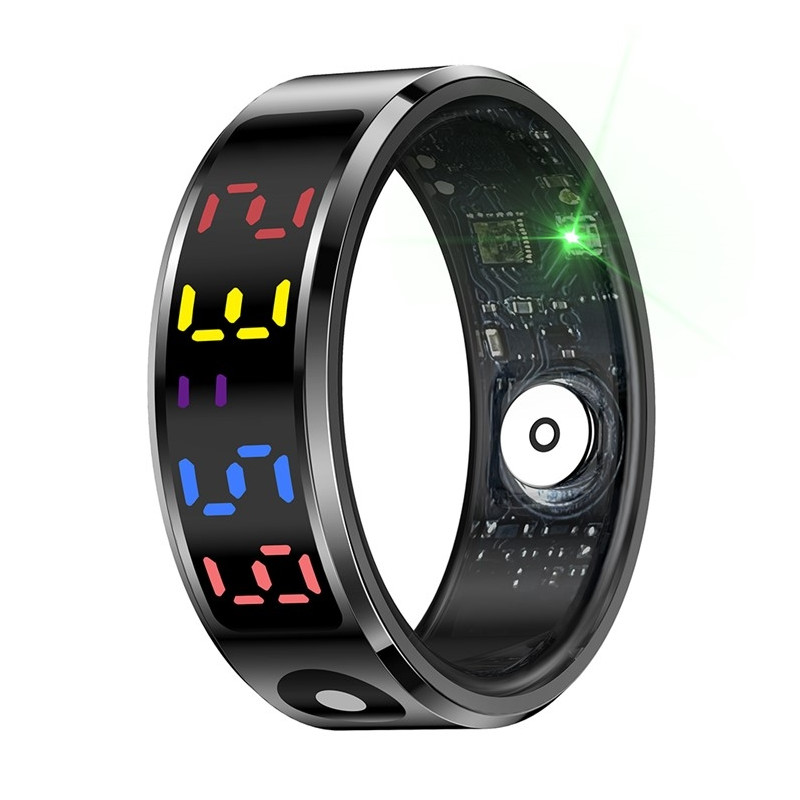 Vattentät Smart Ring Sömntracker Blodsyre Pulsmätare Laddningsfodral - Storlek 8