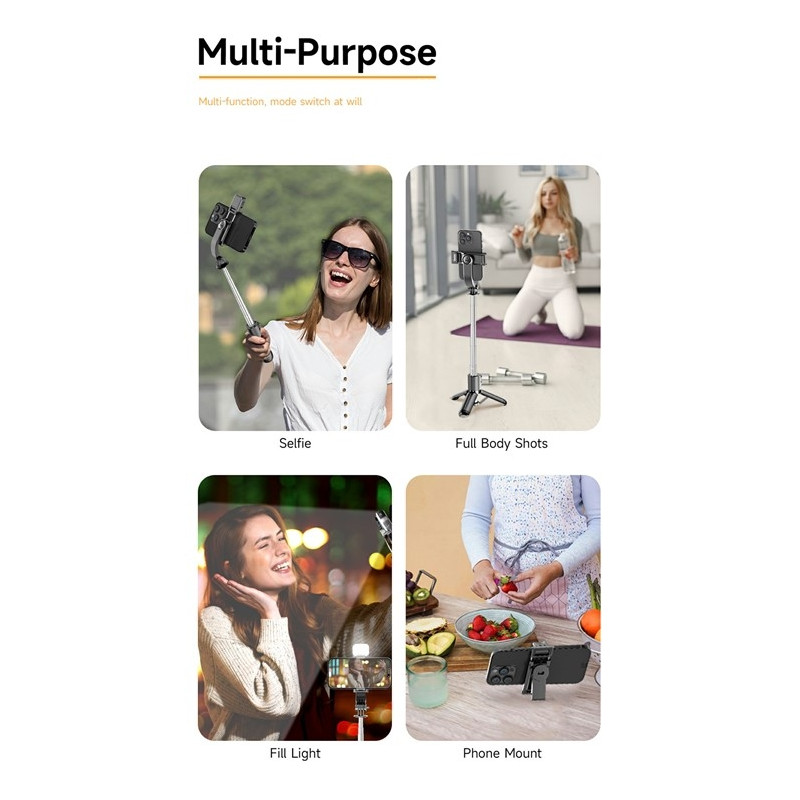 Selfiestang justerbart stativ Bluetooth selfiestang uttrekkbar med fylllys