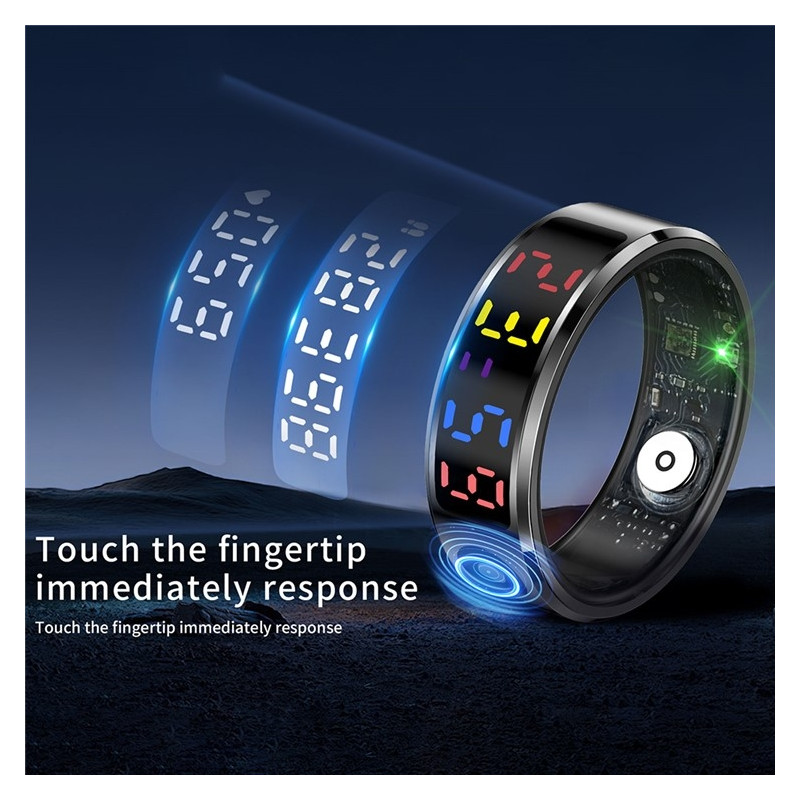 Waterproof Smart Ring Sleep Tracker Blood Oxygen Heart Rate Monitor Charging Case - Size 8