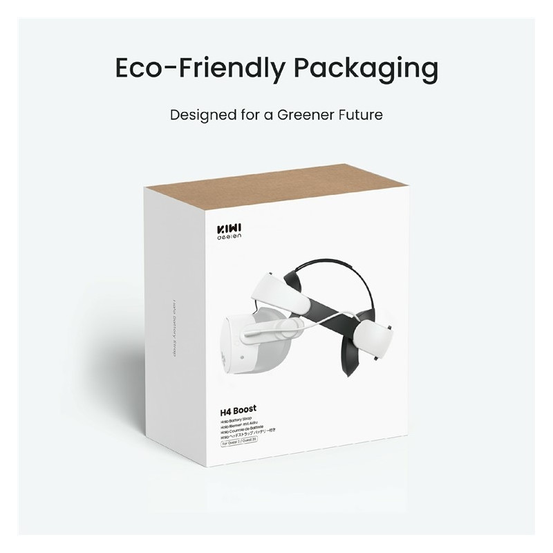 KIWI DESIGN Til Meta Quest 3/3S Hovedrem Pandebånd med forlænget batterilevetid og powerbank