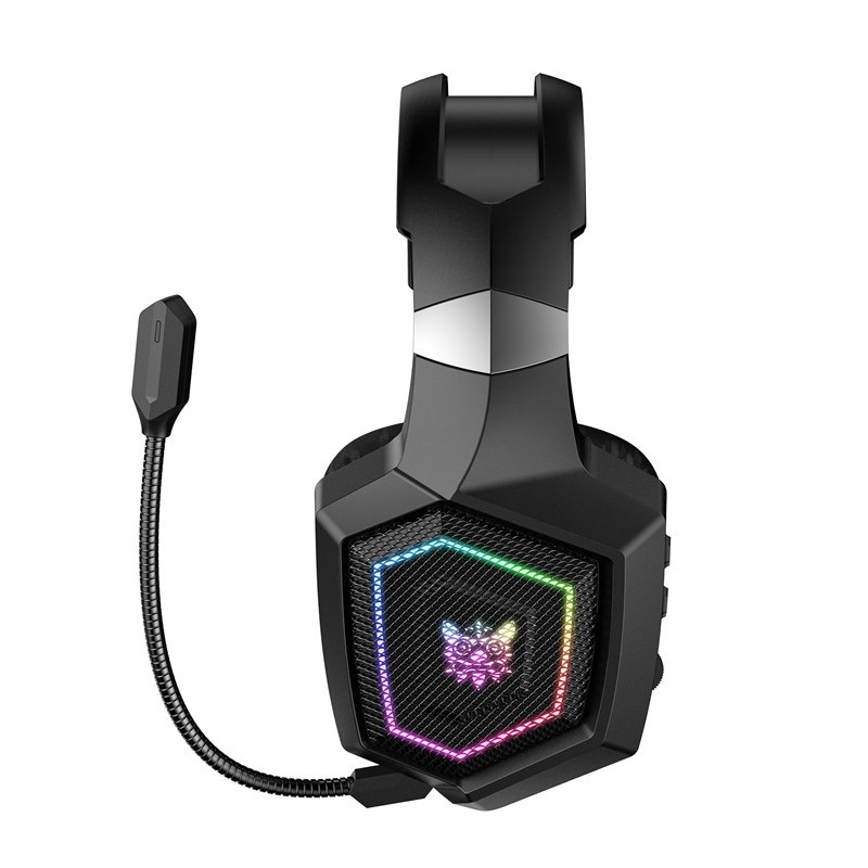 ONIKUMA Gaming Headset med trippelmodus og RGB-belysning og surroundlyd, Bluetooth-hodetelefoner