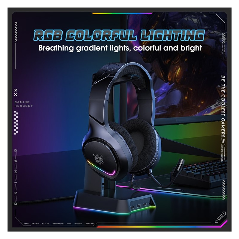 ONIKUMA PC Gaming Headset LED Wired Over-Ear Headphones with Microphone