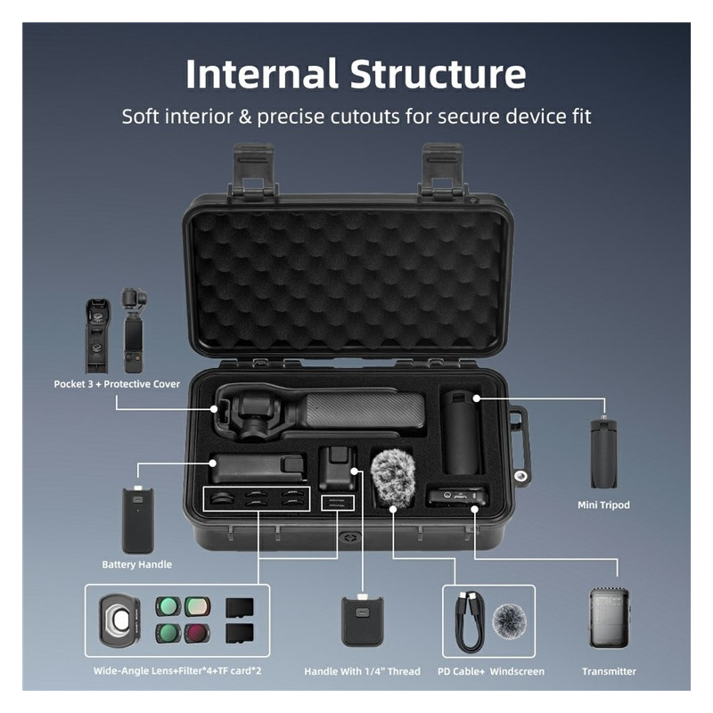 BRDRC Carrying Case for DJI Osmo Pocket 3 Portable Waterproof Hard Storage Bag