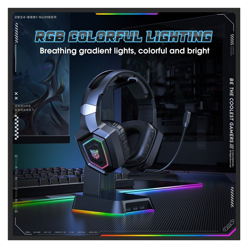 ONIKUMA Gaming Headset Triple Mode RGB-belysning Surround Sound Bluetooth-hovedtelefoner