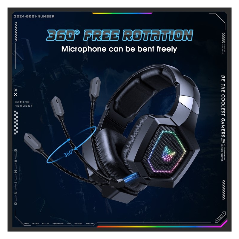ONIKUMA Gaming Headset Triple Mode RGB-belysning Surround Sound Bluetooth-hovedtelefoner