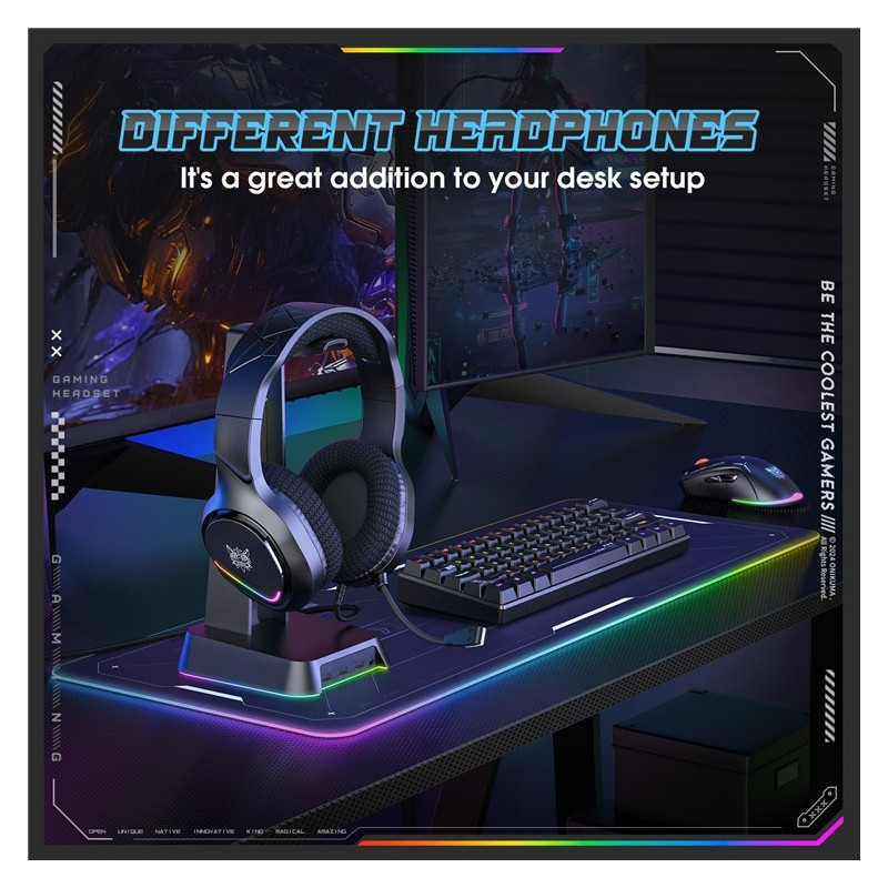ONIKUMA PC Gaming Headset LED Kablede Over-Ear Hovedtelefoner med Mikrofon