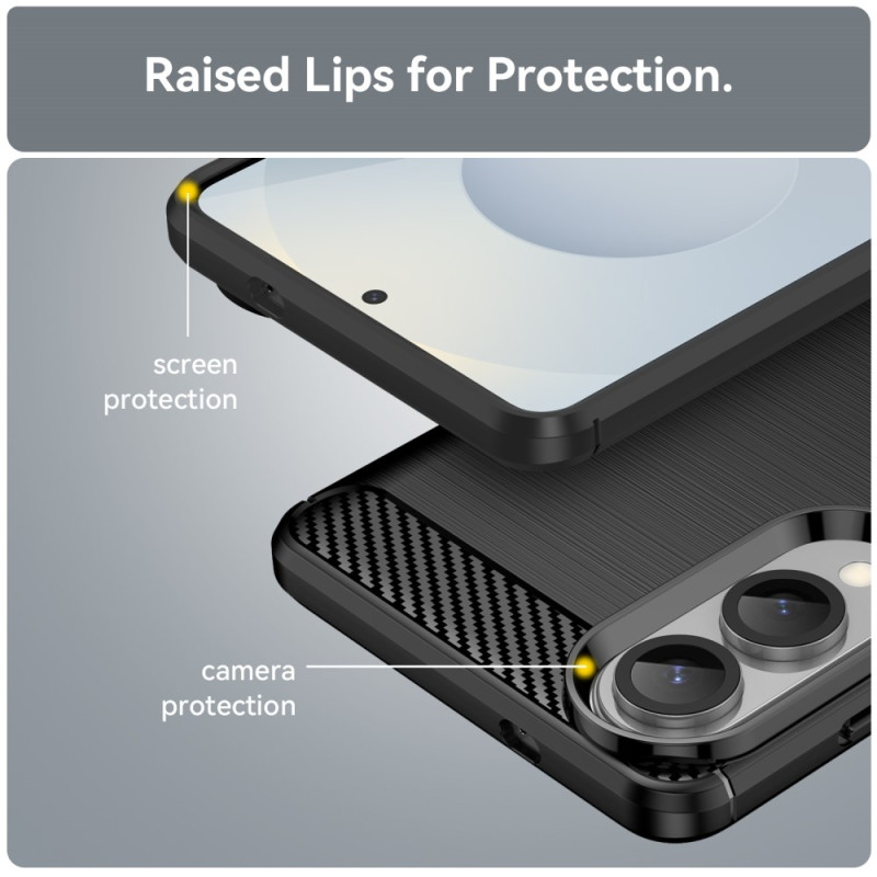 Til Samsung Galaxy S25 Edge Karbonfiber Teksturdeksel - Svart