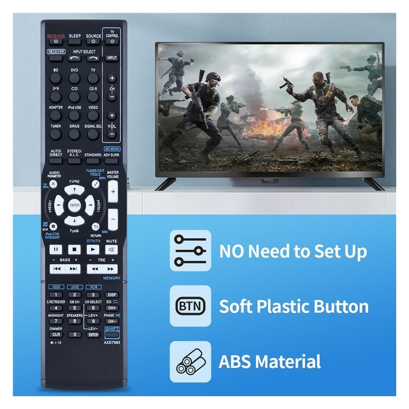 Fjernkontroll Utskiftning for AXD7583 for Pioneer AV-receiver Stereo System