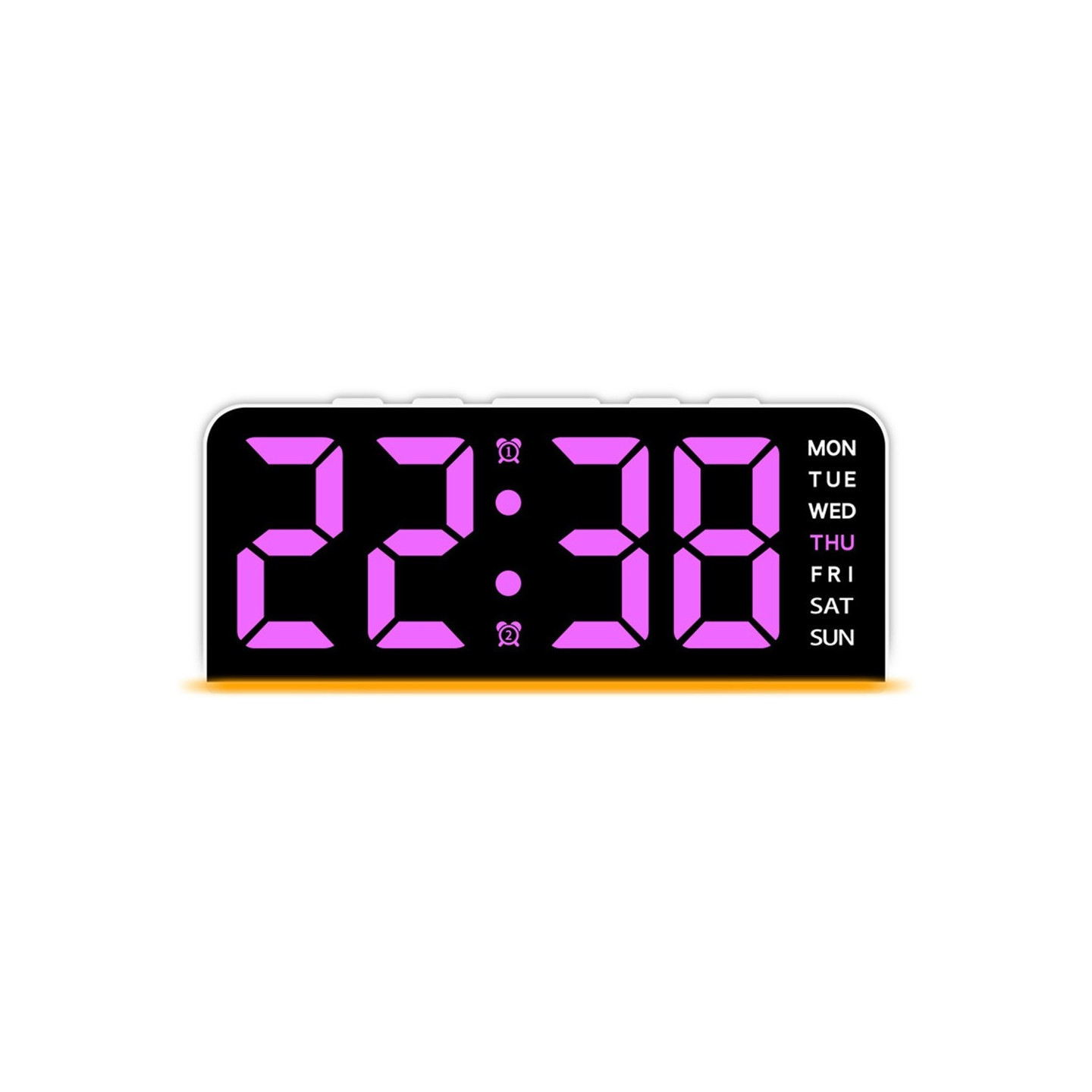 LED-klokke digital vekkerklokke stor skjerm dato temperatur vekkerklokke - Hvitt / Rosa lys