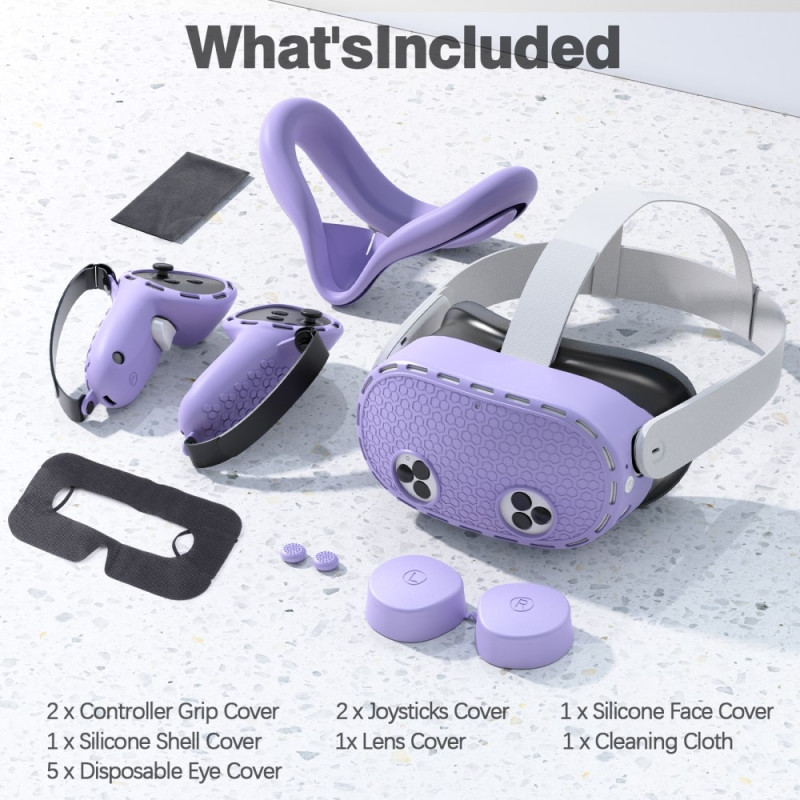 For Meta Quest 3S Sett med mye, mye forskjellig tilbehør - Lilla