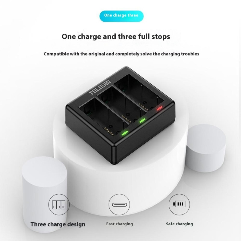 TELESIN S0-BCG-1 För GoPro Hero 13 Batteriladdningsdockningsbas 3 Laddningsbox