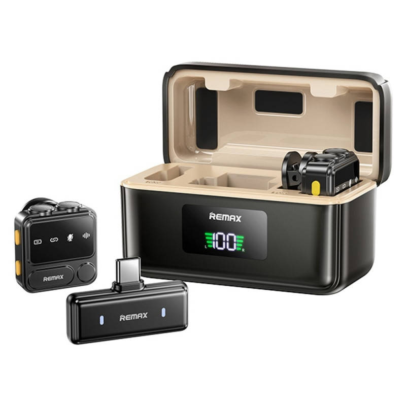 Trådløs lavaliermikrofon Digitalt display En-til-to-mikrofoner - USB-C