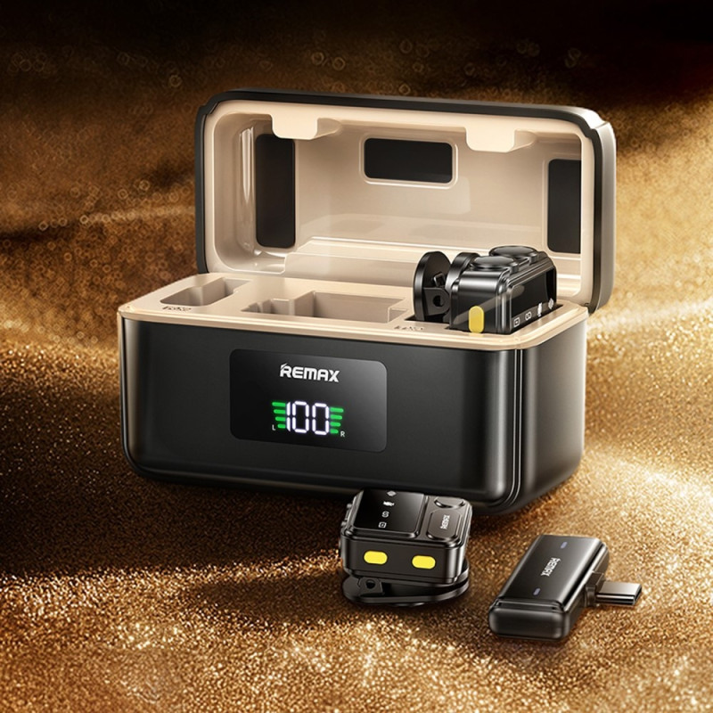 Trådløs lavaliermikrofon Digitalt display En-til-to-mikrofoner - USB-C