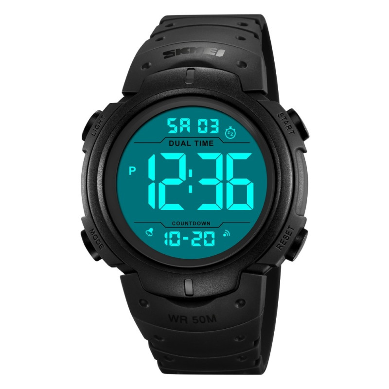 SKMEI Digital Electronic Wristwatch Clock Dual Time - Black-white