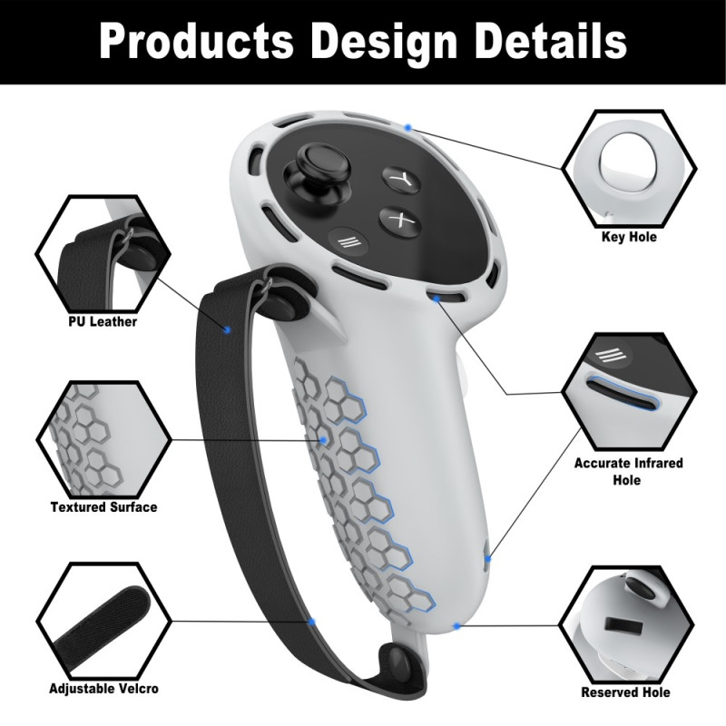 Til Meta Quest 3S sæt med mange forskellige tilbehør - Grå