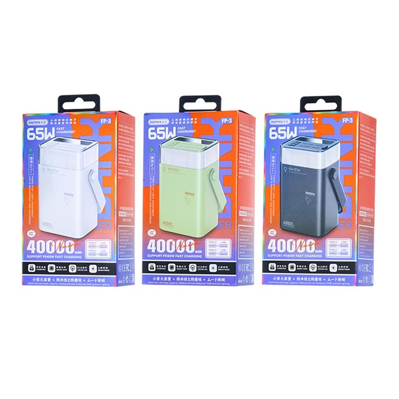 REMAX 65W+22.5W 40000mAh Powerbank Hurtig Lading Belysning Lader