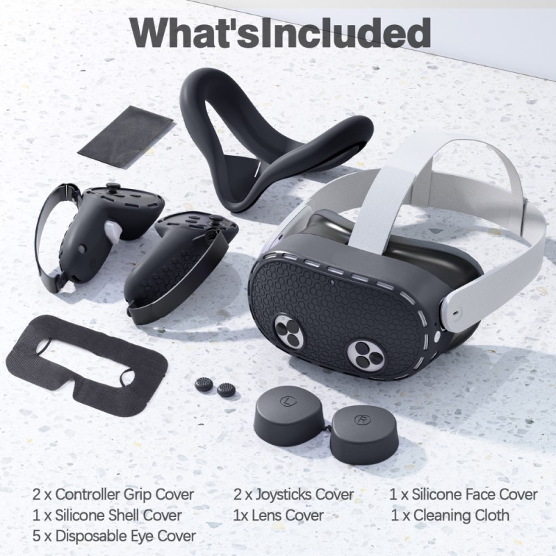 For Meta Quest 3S Set with many many different accessories - Black