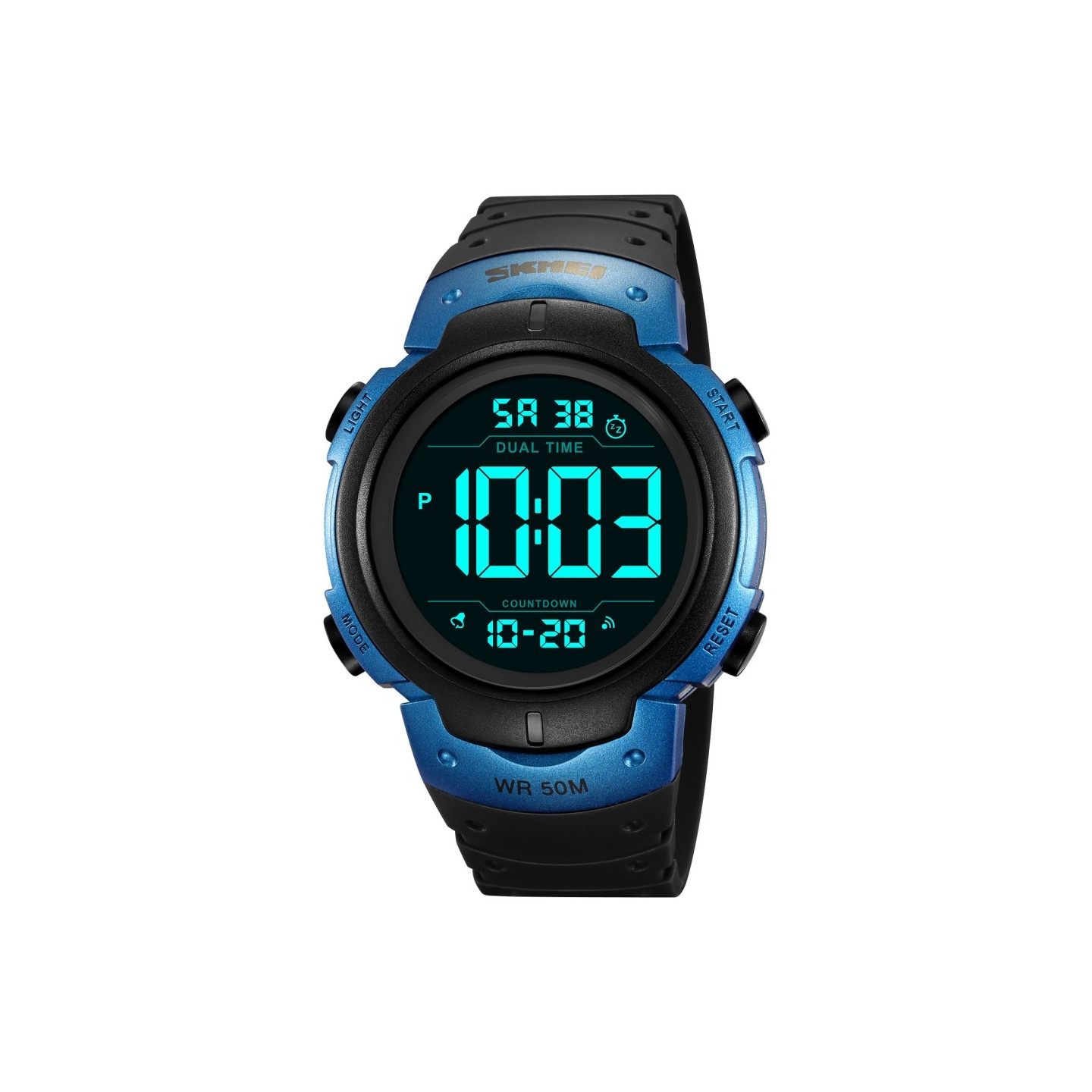 SKMEI Digital Electronic Wristwatch Clock Dual Time - Blue-Black
