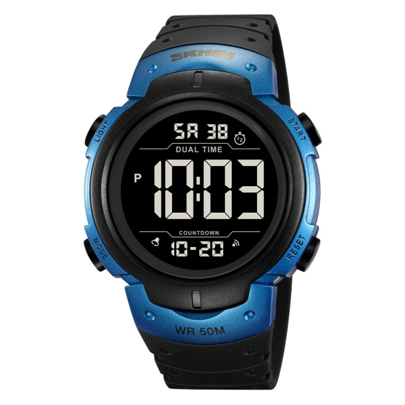 SKMEI Digital Electronic Wristwatch Clock Dual Time - Blue-Black