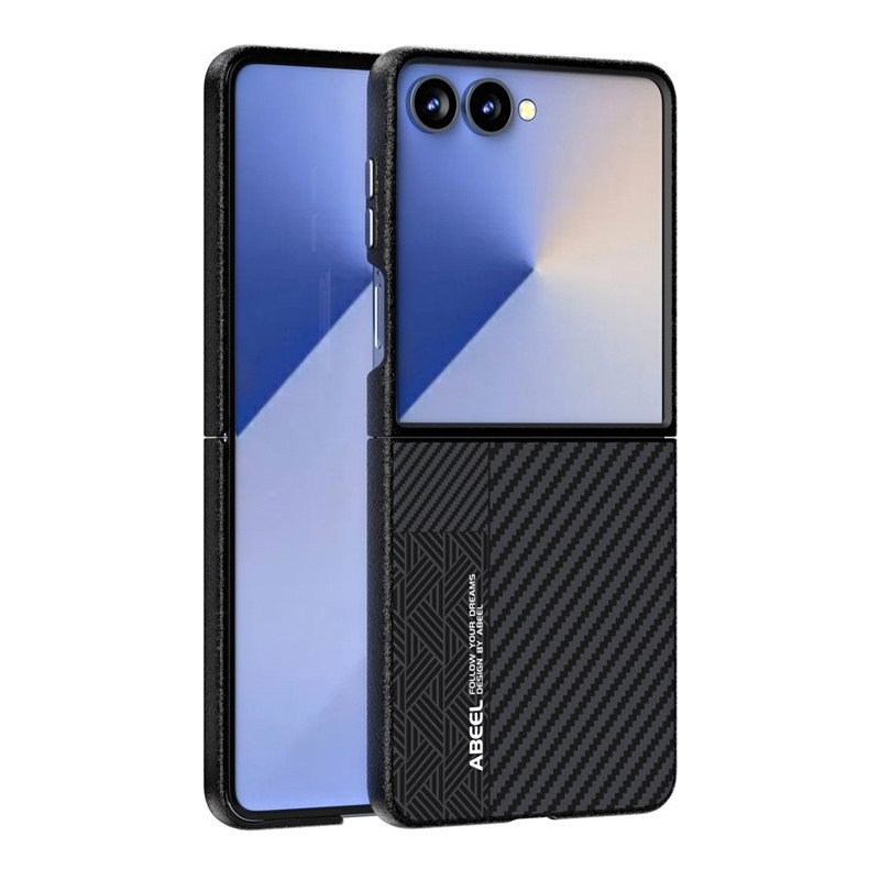 ABEEL For Samsung Galaxy Z Flip7 5G Case PC + Aluminum Alloy + PU-Leather