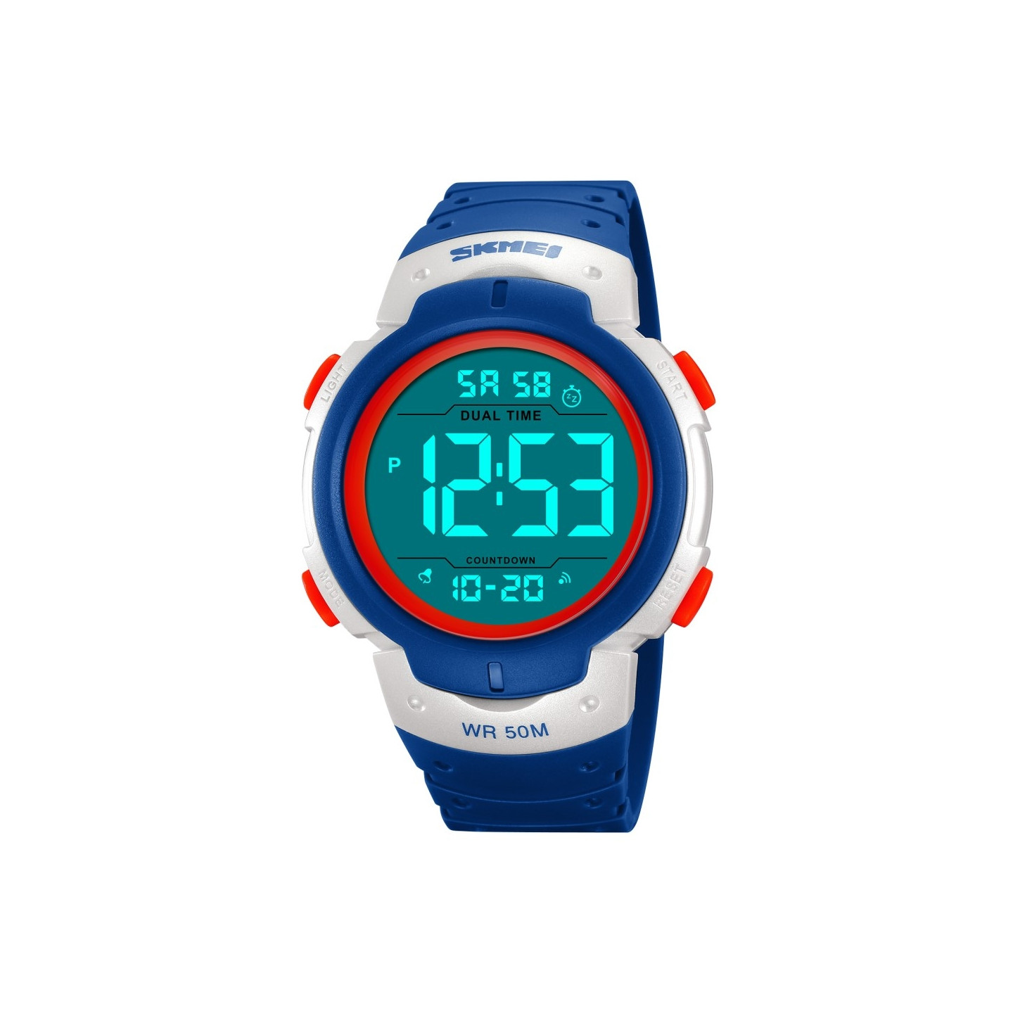 SKMEI Digital Electronic Wristwatch Clock Dual Time - Sky blue