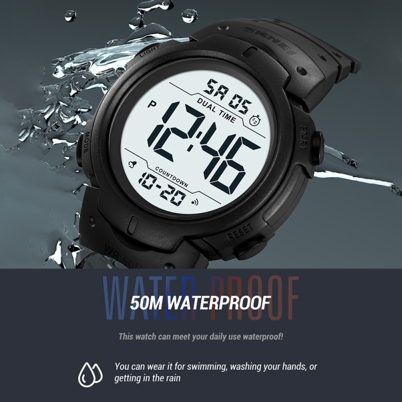 SKMEI Digital Electronic Wristwatch Clock Dual Time - Sky blue