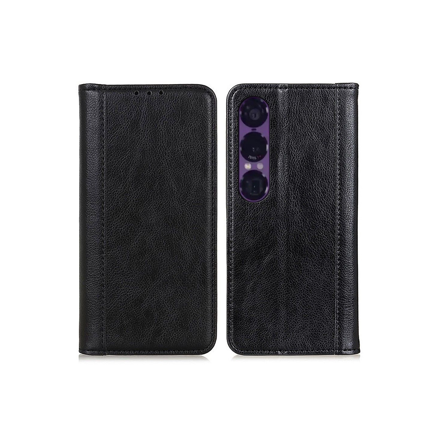 Til Sony Xperia 1 VII Stativetui Split Litchi Tekstur Pungcover