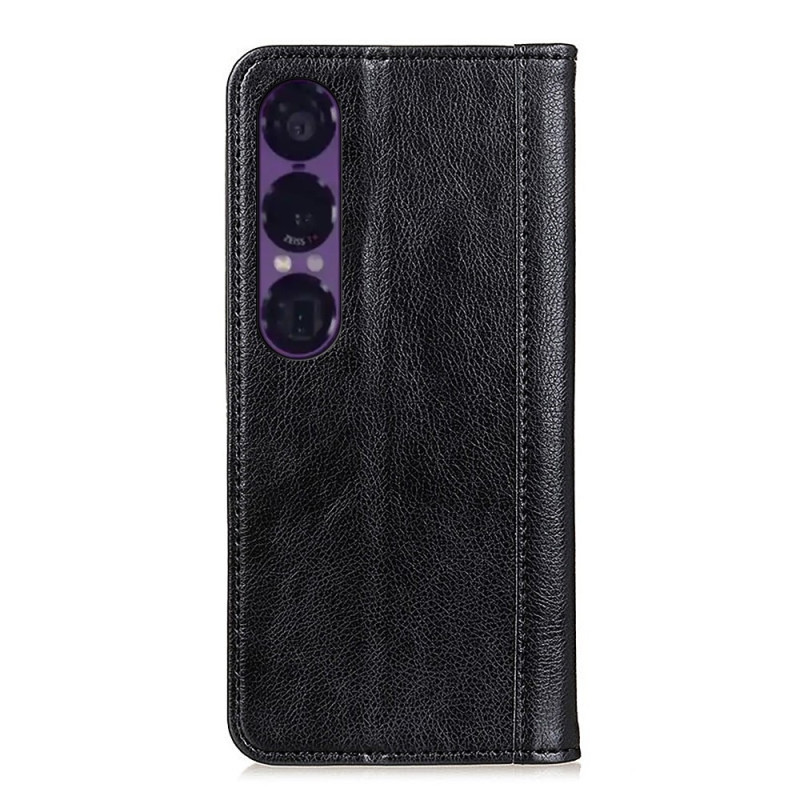 Til Sony Xperia 1 VII Stativetui Split Litchi Tekstur Pungcover