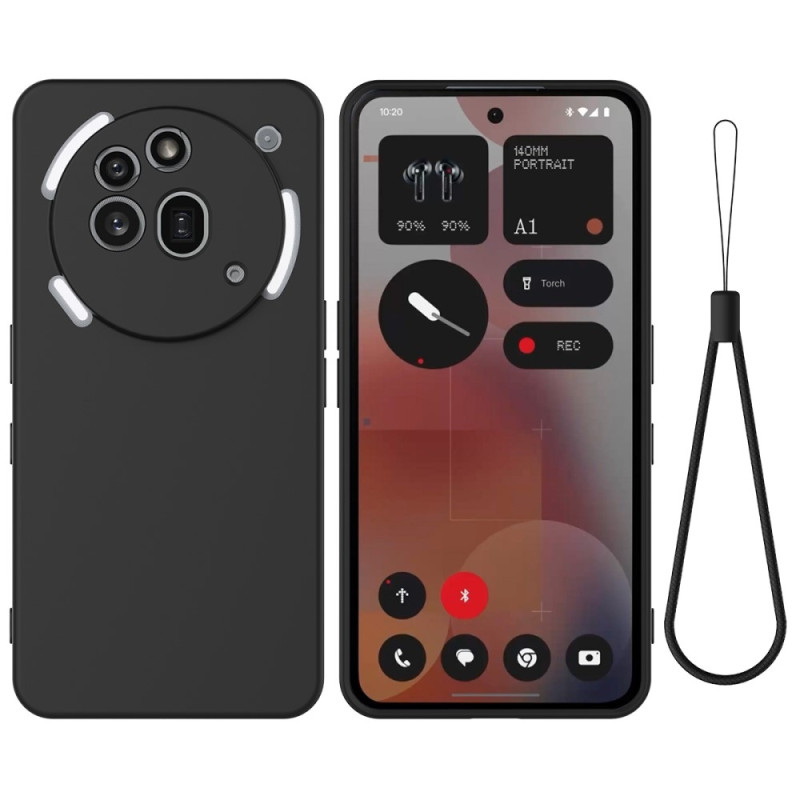 For Nothing Phone (3a) Pro Liquid Silicone Case Phone Back Cover with Hand Strap