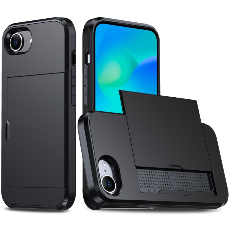 iPhone 16e PC+TPU -puhelimelle Suojakuori Liukuva Korttiteline