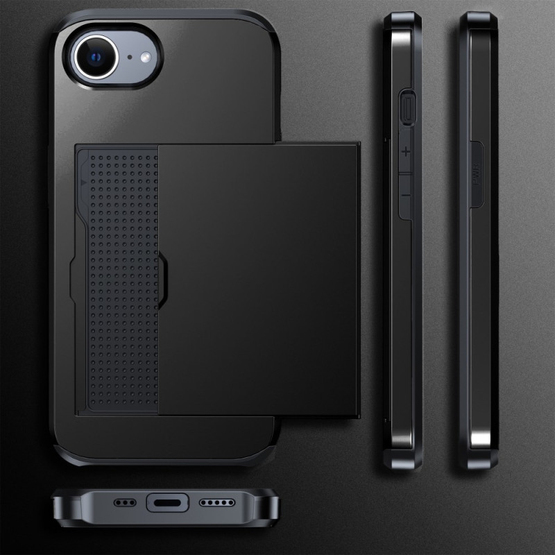 iPhone 16e PC+TPU -puhelimelle Suojakuori Liukuva Korttiteline