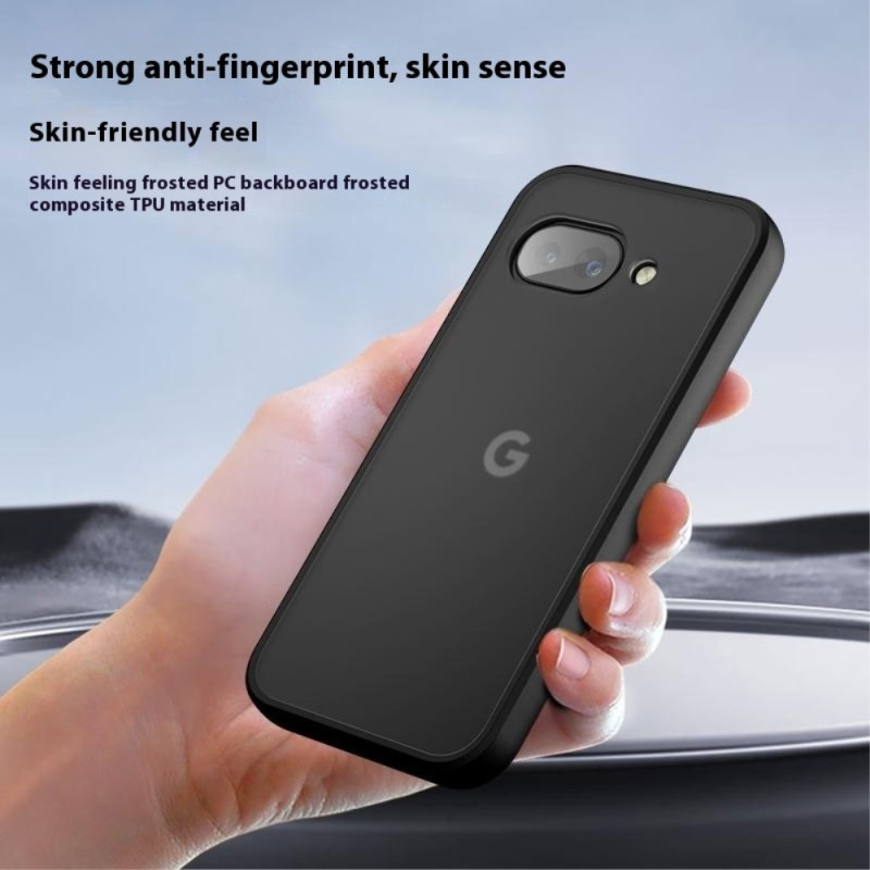 For Google Pixel 9a Case Skin-Touch TPU+PC Matte Phone Shell Transparent Black