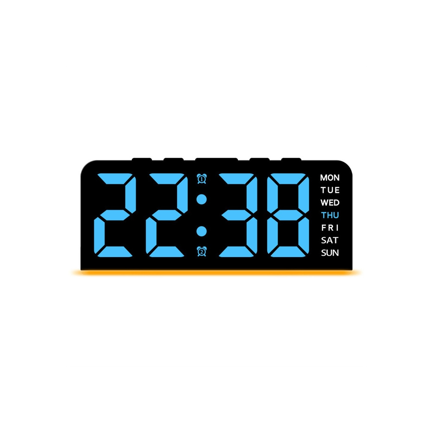 LED-klokke digital vekkerklokke stor skjerm dato temperatur vekkerklokke - svart med blått lys