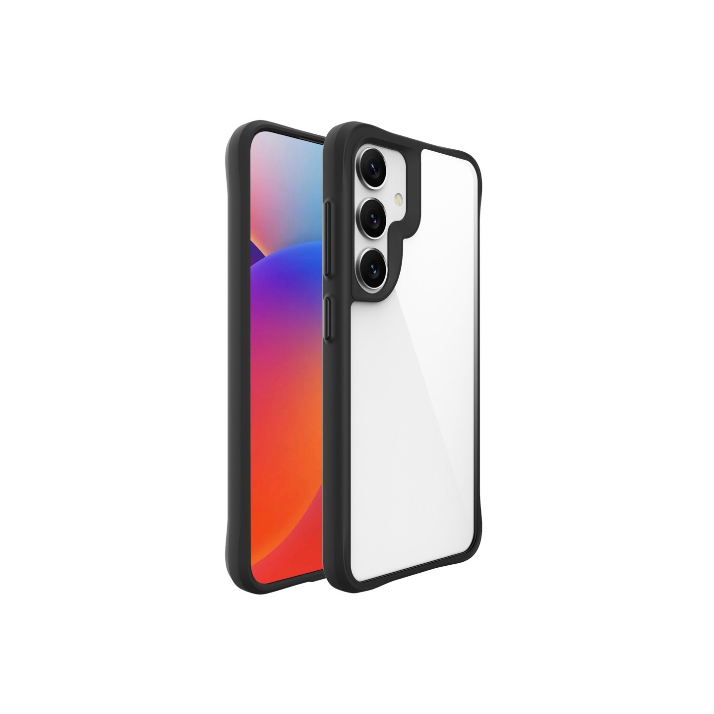 Til Samsung Galaxy S25 Etui Hybrid Hård PC Blød TPU Stødsikkert Cover Sort