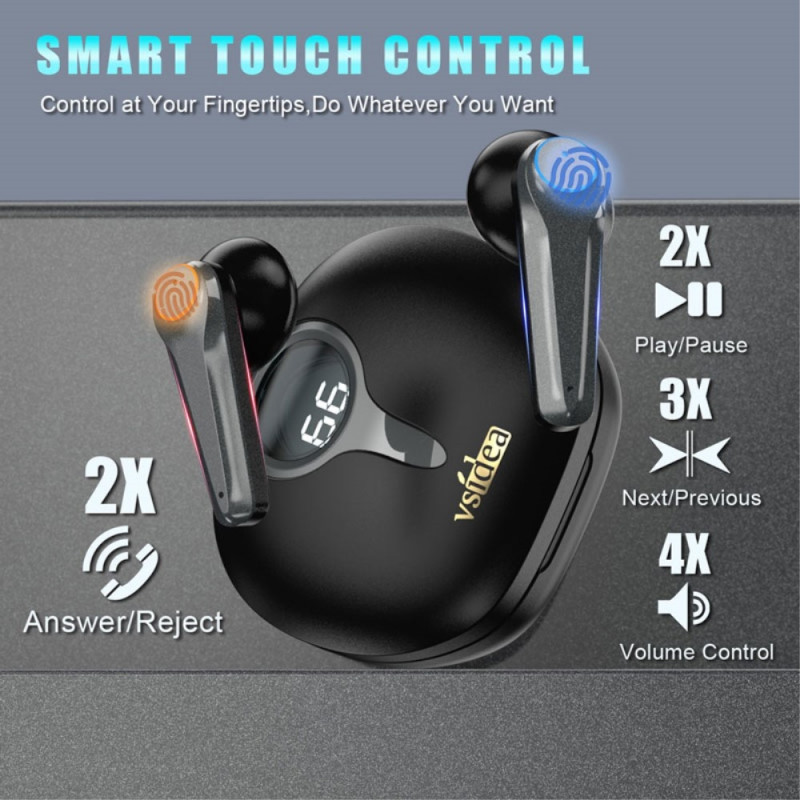 VSIDEA A15K Langattomat Kuulokkeet BT 5.4 Melunvaimennus Vedenpitävät Kuulokkeet - Musta