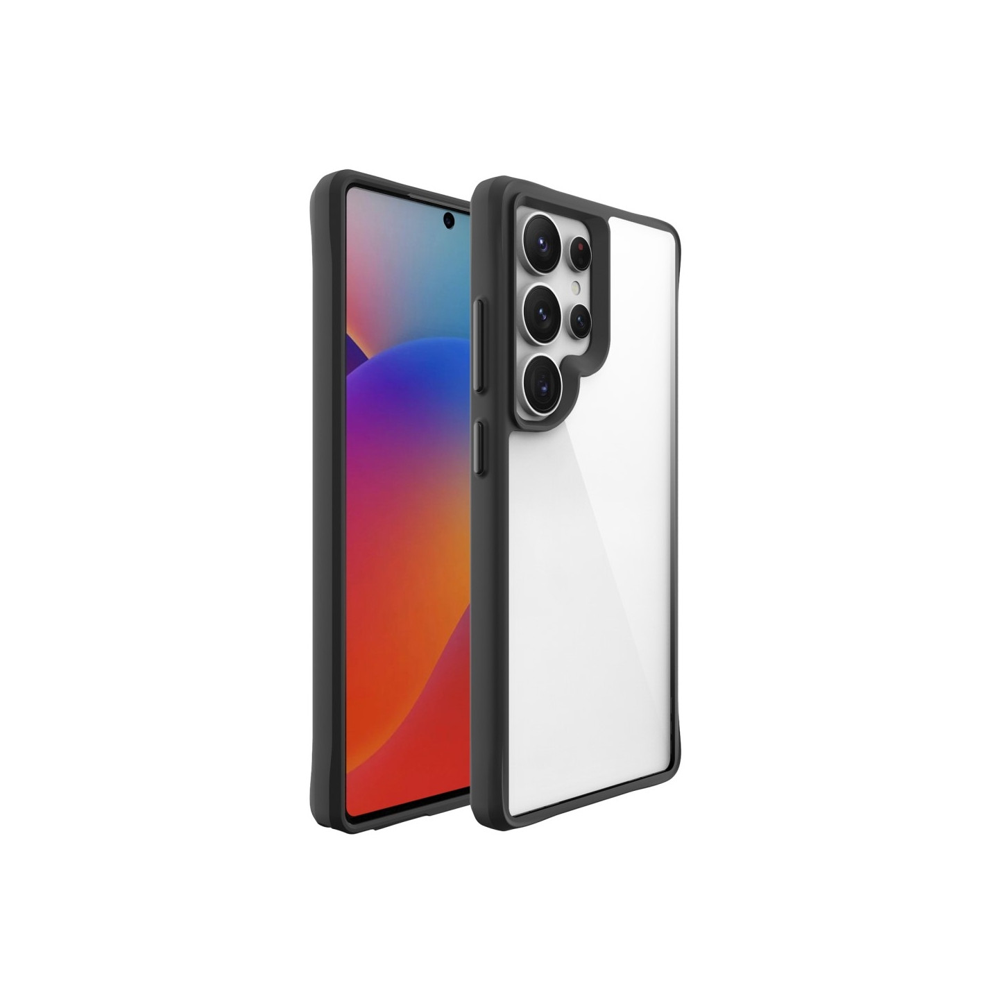 Til Samsung Galaxy S25 Ultra Etui Hybrid Hård PC Blød TPU Stødsikkert Cover Sort