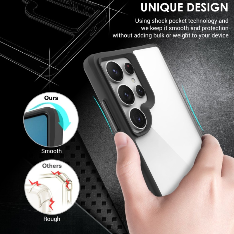 Til Samsung Galaxy S25 Ultra Etui Hybrid Hård PC Blød TPU Stødsikkert Cover Sort