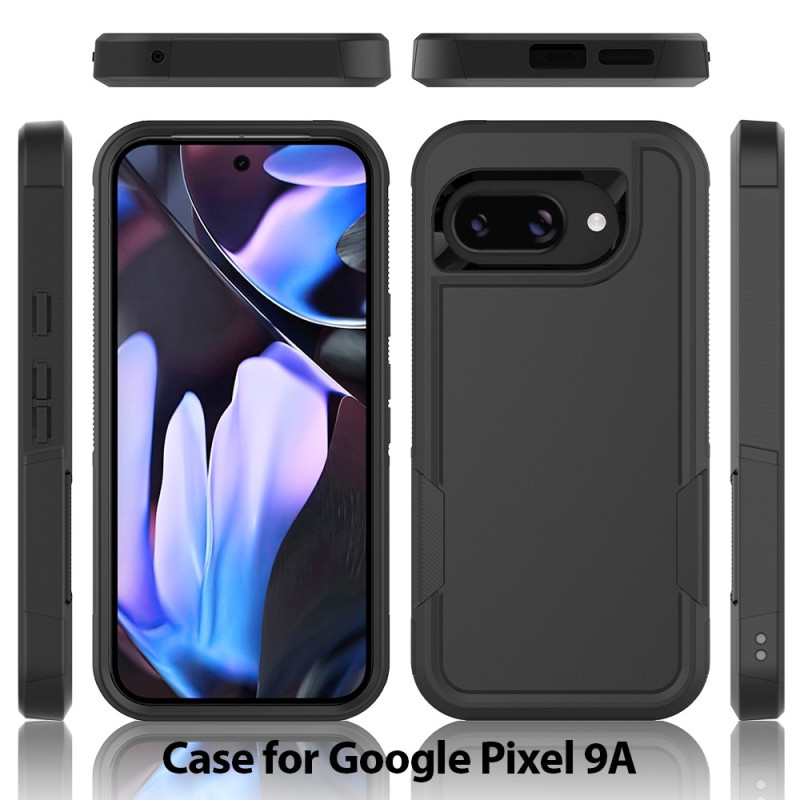 For Google Pixel 9a Case 2 in 1 PC + TPU Shockproof Phone Cover Black