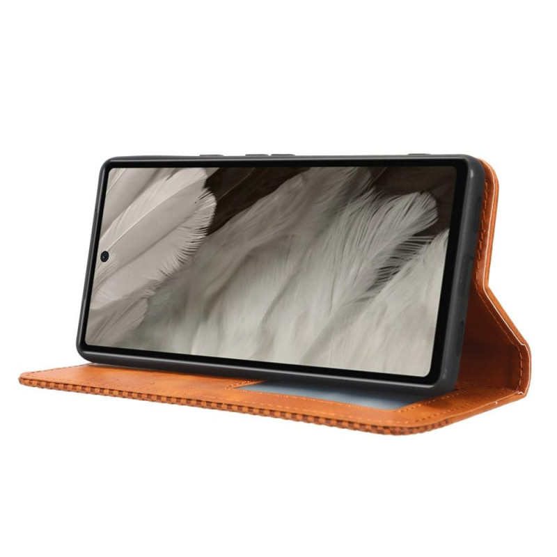 Google Pixel 7a Stand Telefontaske Fuld Beskyttelse Pung Cover - Brun