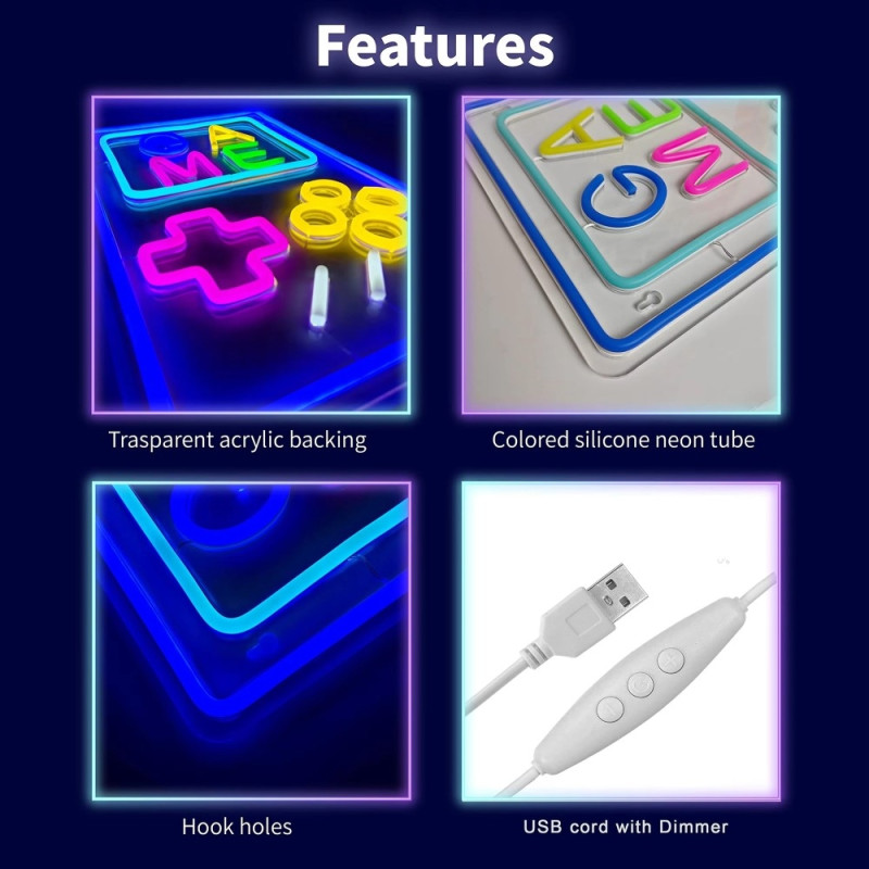 Arkadespill Gamepad Spill Spill Gaming Neonlys Spillrom Veggdekorasjon LED-lampe