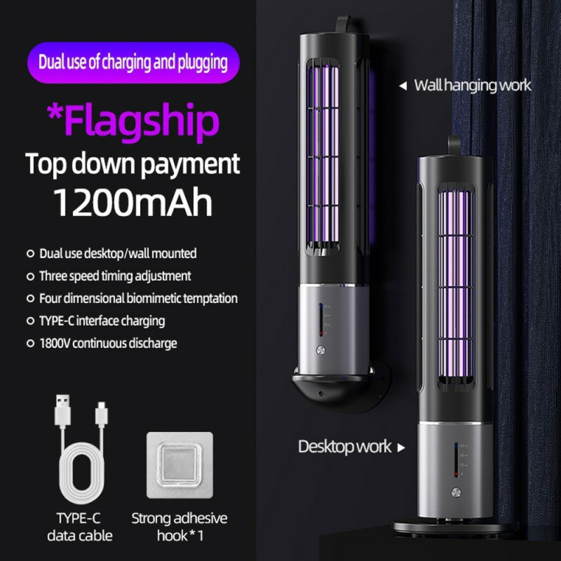 Bärbar mygglampa Uppladdningsbar Insektsfälla Mosquito Killer Bug Zapper