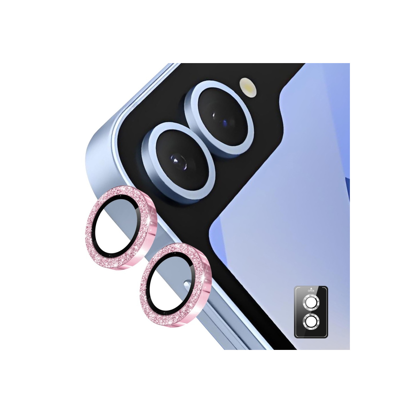 ENKAY Kamera Lins Skydd till Samsung Galaxy Z Flip7 Härdat glas Glitter