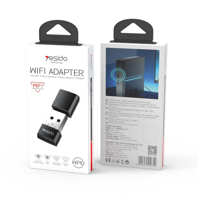 WiFi4-dongel 150 Mbps höghastighets-USB trådlös adapter inbyggd antenn