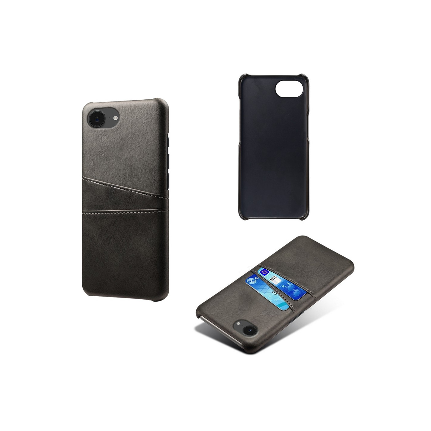 KSQ Deksel med kortplass for iPhone 16e Svart