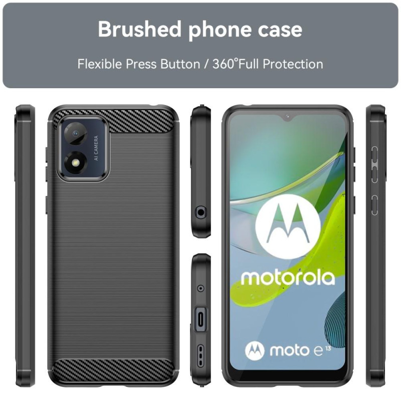 Motorola Moto E13 4G Karbonfiber Tekstur Deksel - Svart