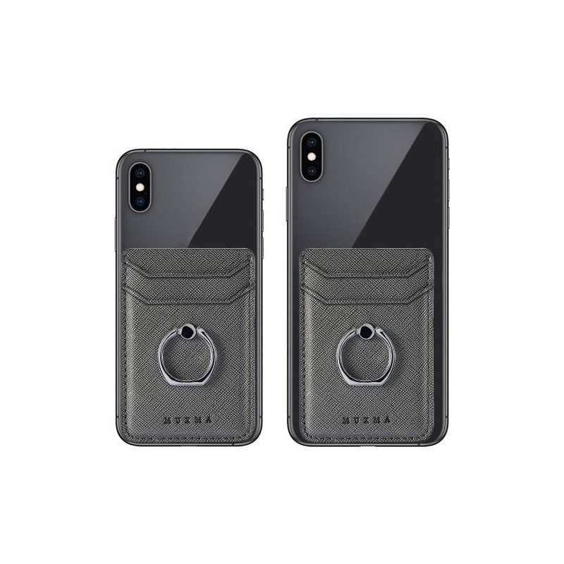 MUXMA Card Holder Ring Stand RFID Blocking Adhesive Credit Card Slot - Black