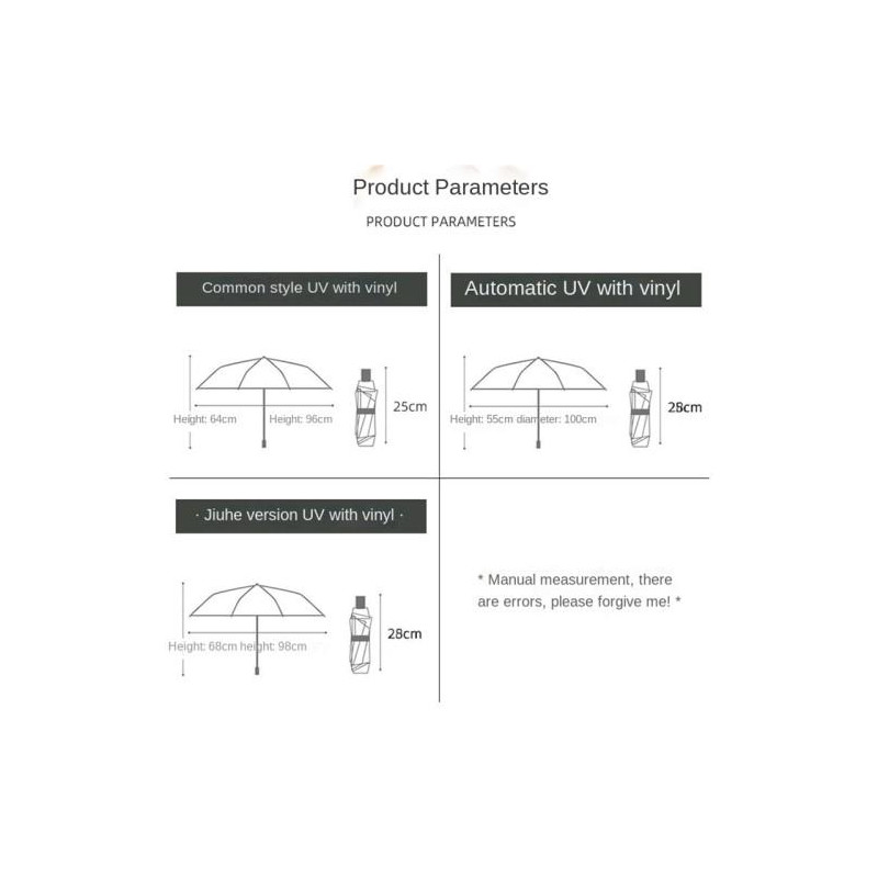 Anti - UV - paraply bærbar sammenleggbar regnautomatisk åpning/marineblå